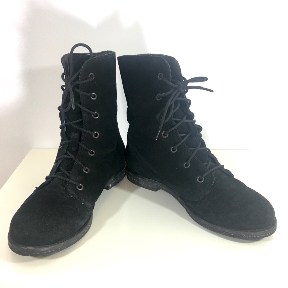 • SOLD • Black Suede Combat Boots - Picture 6 of 10
